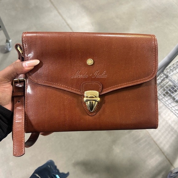 Moda Italia Brown Leather Crossbody Bag - Picture 1 of 5